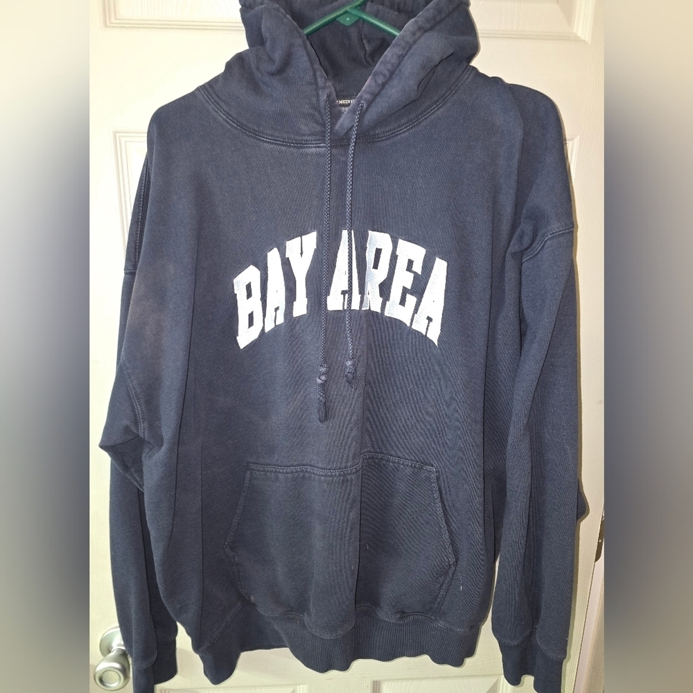 Brandy Melville BAY AREA Logo Navy Hoodie Sweatshirt One Size OS Oversize M L XL